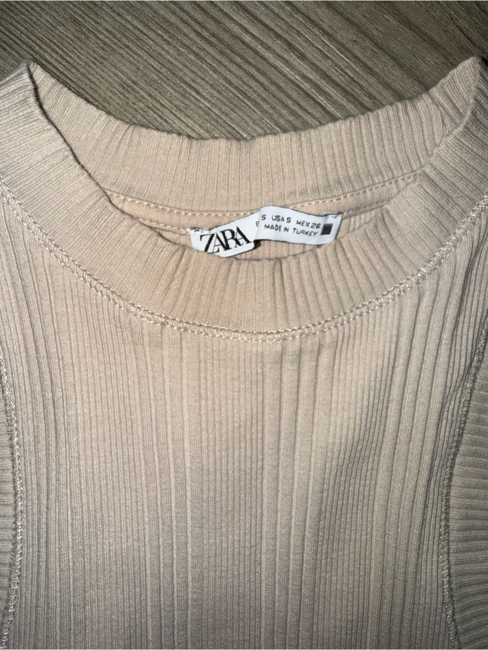 Zara Light Cream Ribbed Tank Top - Picture 3 of 3